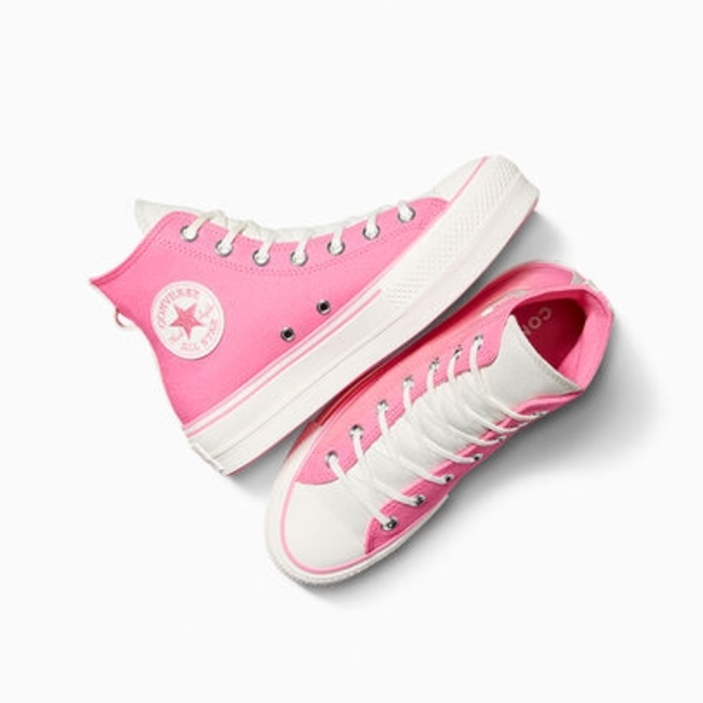 Pink and White High-Top Sneakers